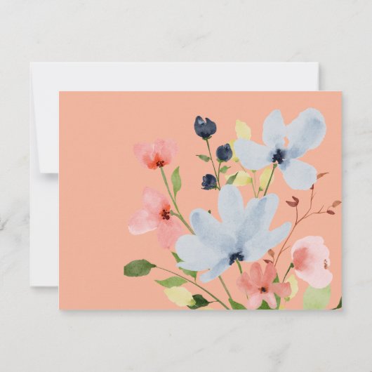 シンプルアーチブラックとピンクのフローラ結婚ズ サンキューカード (裏面)