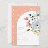 シンプルアーチブラックとピンクのフローラ結婚ズ 招待状 (裏面)