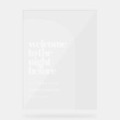 シンプルアーチリハーサルのディナー澄んウェルカム アクリルサイン (正面)