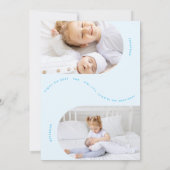 シンプルアーチ写真コラージュ赤ちゃんブルー男の子誕生 案内状 (裏面)