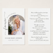 シンプルアーチ写真葬儀記念祈りの言葉カード (正面&裏面)