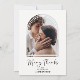 シンプルアーチ効モダン果写真MR&MRS 結婚 サンキューカード