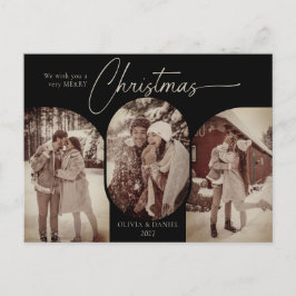 シンプルアーチ形3 photo black christmas シーズンポストカード