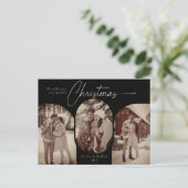 シンプルアーチ形3 photo black christmas シーズンポストカード (スタンド正面)