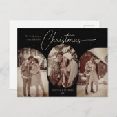シンプルアーチ形3 photo black christmas シーズンポストカード (正面/裏面)