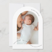 シンプルアーチ生まれたばかりの写真ベビー誕生発表 招待状 (正面)