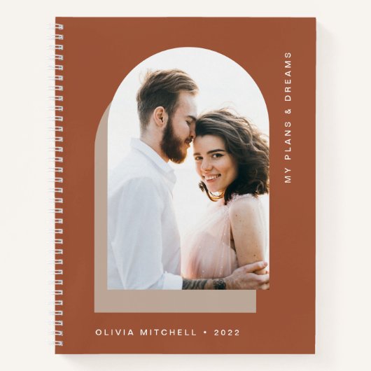 シンプルアーチ |写真モダン付きテラコッタ ノートブック (正面)