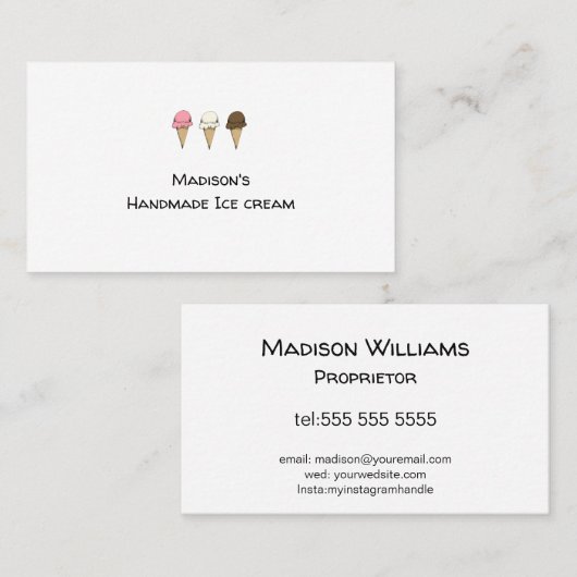 シンプルアーティザンアイスクリームメーカーのカスタマイズ 名刺 (正面/裏面)