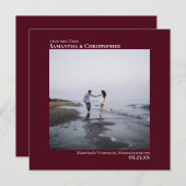 シンプルアートミニマル写真Burgundy結婚の セーブザデート (正面/裏面)