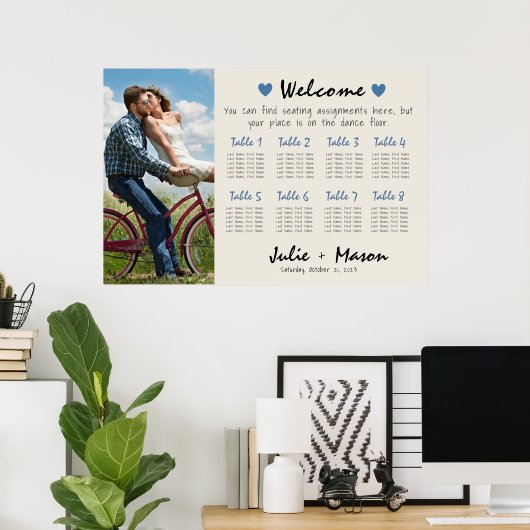 シンプルアート結婚の座席表36"x24" ポスター (ホームオフィス)