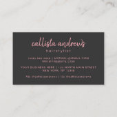 シンプルアート黒ピンクのタイポグラフィ 名刺 (裏面)