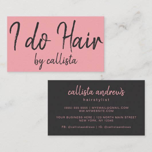 シンプルアート黒ピンクのタイポグラフィ 名刺 (正面/裏面)