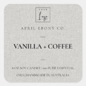 シンプルアーバンエレガントドのダスキグレーのリネンのロゴ スクエアシール (正面)