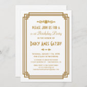 シンプルアールデコホワイトバースデーパーティー招待状 招待状 (正面/裏面)