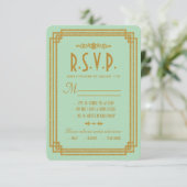 シンプルアールデコミント結婚レスポンスカード 出欠カード (スタンド正面)