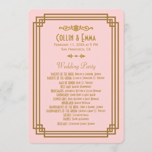 シンプルアールデコ結婚式 プログラム (正面)