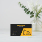 シンプルイエロおよびブラック掘削機建築 名刺 (スタンド正面)