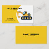 シンプルイエロおよびホワイトショベル建築 名刺 (正面/裏面)