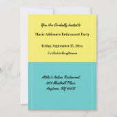 シンプルイエローアンドブルーリタイアメントパーティーレストラン 招待状 (正面)