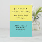 シンプルイエローアンドブルーリタイアメントパーティーレストラン 招待状 (スタンド正面)