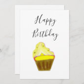 シンプルイエローカップケエレガントーキハッピーバースデー (正面/裏面)