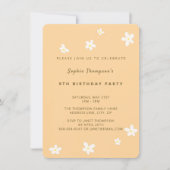 シンプルイエローカワイイデイジーガールバースデーパーティー 招待状 (正面)