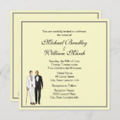 シンプルイエローグルーミングとグルーミングゲイ結婚式の招待 招待状 (正面/裏面)