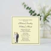 シンプルイエローグルーミングとグルーミングゲイ結婚式の招待 招待状 (スタンド正面)