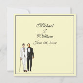 シンプルイエローグルーミングとグルーミングゲイ結婚式の招待 招待状 (裏面)
