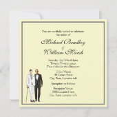 シンプルイエローグルーミングとグルーミングゲイ結婚式の招待 招待状 (正面)