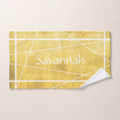 シンプルイエローグレー抽象芸術お名前ストライプの バスタオルセット (ハンドタオル)