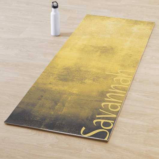 シンプルイエローグレー抽象芸術お名前 ヨガマット (インサイチュ)