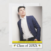 シンプルイエロージャケットブラック3写真卒業 案内状 (正面)