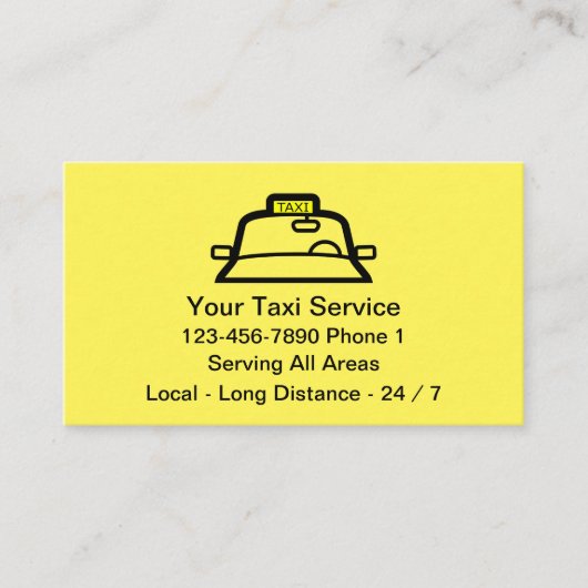 シンプルイエロータクシー 名刺 (正面)