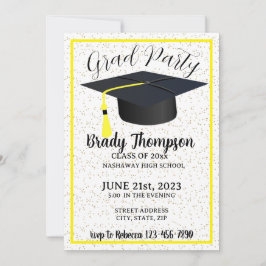 シンプルイエローツーフォト卒業パーティー 招待状