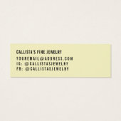 シンプルイエローブラックスクリプトイヤリングディスプレイカード (裏面)