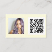 シンプルイエローヘアメイクアップフォトロゴqrコード 名刺 (裏面)