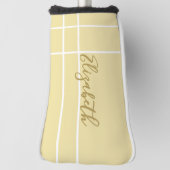 シンプルイエローミニマル名前をカスタムするレディース ゴルフヘッドカバー (回転90)