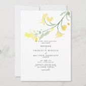 シンプルイエローワイルドフラワーステム結婚式招待状 招待状 (正面)