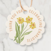 シンプルイエローワイルドフラワー誕生日お願いギフトラベル フェイバータグ (正面)
