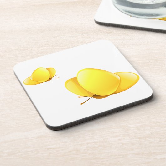 シンプルイエロー蝶 コースター (左側)