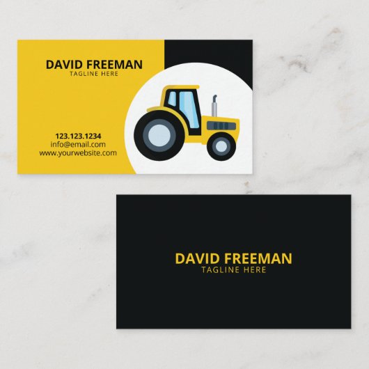 シンプルイエロー&ブラックトラクター建築 名刺 (正面/裏面)