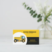 シンプルイエロ&ブラックダンプトラック建築 名刺 (スタンド正面)