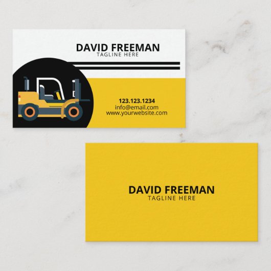 シンプルイエロ&ブラックフォークリフト建築 名刺 (正面/裏面)