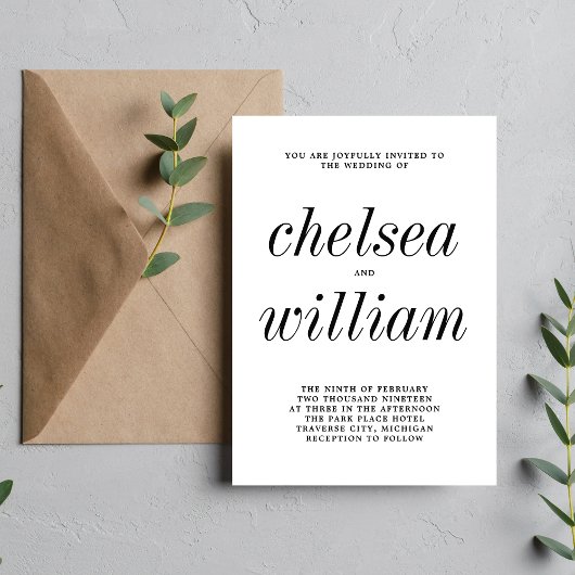 シンプルイズベスト2 モノクロ ミニマル ウェディング 招待状