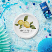 シンプルイタリアレモンカリグラフィーブライダルシャワー ペーパープレート (パーティー)