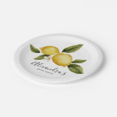 シンプルイタリアレモンカリグラフィーブライダルシャワー ペーパープレート (アングル)