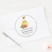 シンプルイチゴ入り蜂蜜ラベル ラウンドシール (封筒)