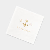 シンプルイニシャルと日付のいかり 箔ナプキン (左)