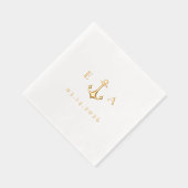 シンプルイニシャルと日付のいかり 箔ナプキン (右)